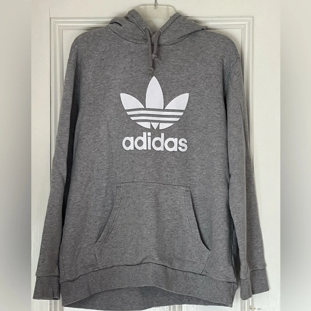 adidas Gray Trefoil sweatshirt Hoodie men’s large